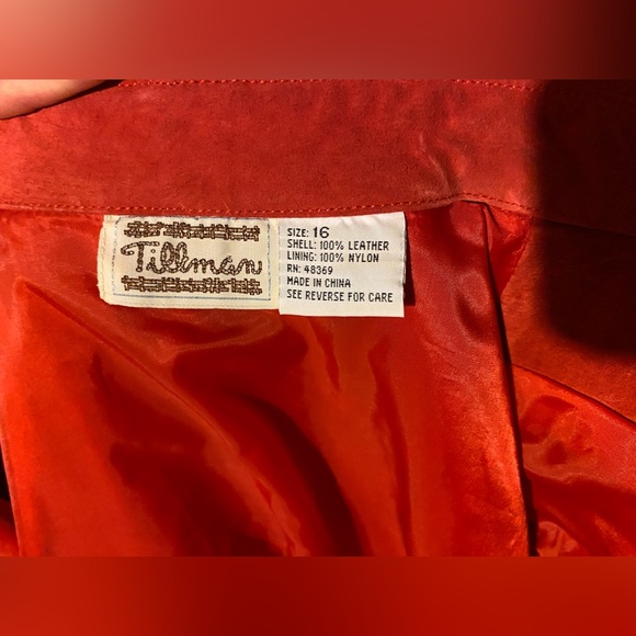 TILLMAN leather jacket and skirt beautiful rich red amazing color must see! - Picture 5 of 7